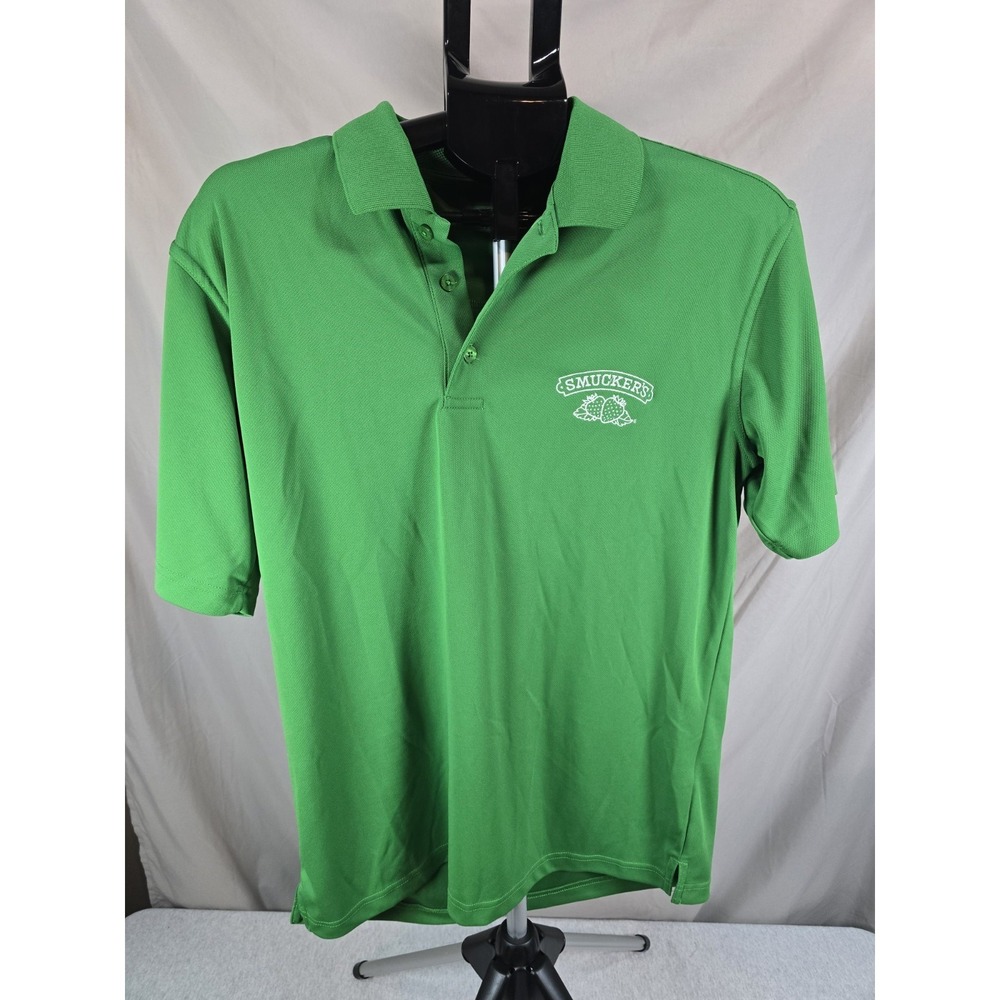 Smuckers Polo Shirt Mens Medium M Green Short Sleeve